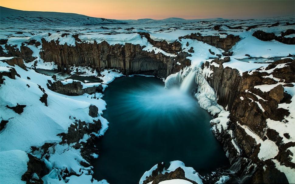 Nature, Landscape, Iceland, Waterfall, Pond, Snow, Winter, Cliff, Cold wallpaper,nature wallpaper,landscape wallpaper,iceland wallpaper,waterfall wallpaper,pond wallpaper,snow wallpaper,winter wallpaper,cliff wallpaper,cold wallpaper,1230x768 wallpaper