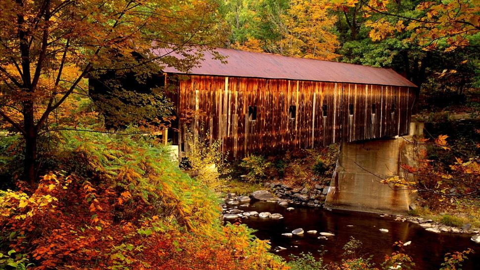 Covered Bridge wallpaper,vermont HD wallpaper,stream HD wallpaper,seasons HD wallpaper,bridge HD wallpaper,natural world HD wallpaper,tree HD wallpaper,water HD wallpaper,rural scene HD wallpaper,covered bridge HD wallpaper,landforms HD wallpaper,1920x1080 wallpaper