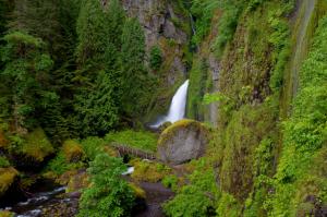 wahclella falls, oregon, waterfall, grass, hill wallpaper thumb
