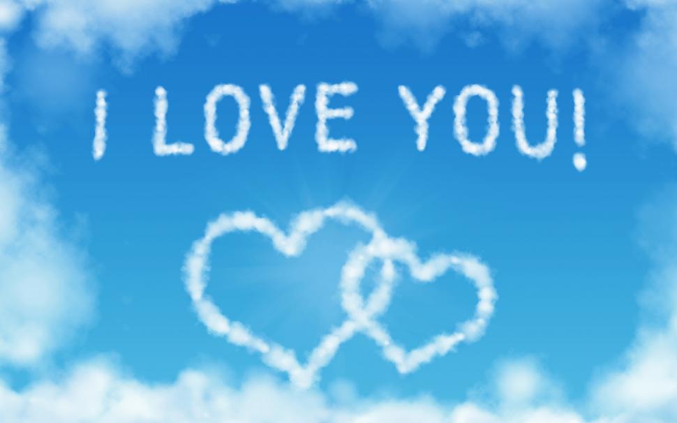 I Love You, Heart-shaped clouds in the blue sky wallpaper,Love HD wallpaper,Heart HD wallpaper,Clouds HD wallpaper,Blue HD wallpaper,Sky HD wallpaper,2560x1600 wallpaper