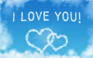 I Love You, Heart-shaped clouds in the blue sky wallpaper thumb