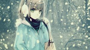 Anime, girl, eyes, hair, winter, snow, wallpaper thumb