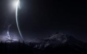 Alien Landscape Planet Starlight Night HD wallpaper thumb