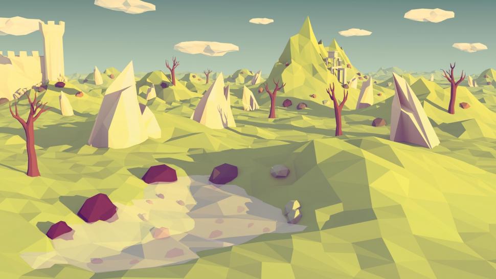 Low Poly, Nature, Trees, Landscape, Mountains, Castle wallpaper,low poly HD wallpaper,nature HD wallpaper,trees HD wallpaper,landscape HD wallpaper,mountains HD wallpaper,castle HD wallpaper,1920x1080 HD wallpaper,1920x1080 wallpaper