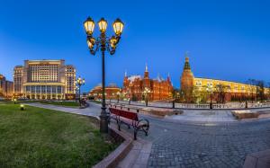 Manezh Square, Moscow, Russia, Kremlin, lights, night wallpaper thumb