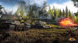 World of Tanks Tanks Firing IS, T-34-85 Games Army wallpaper thumb