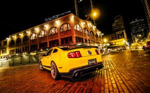 Ford Mustang Buildings Lights Night HD wallpaper thumb