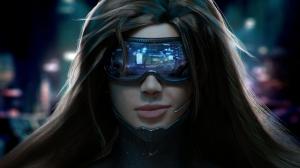 Woman Wearing Cyber Goggles HD wallpaper thumb