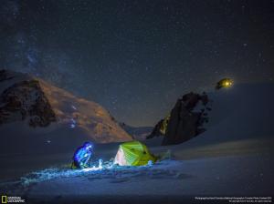 Night Tent Camp Camping Snow Stars Person HD wallpaper thumb
