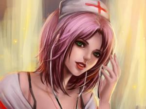 Art paintings, beautiful nurse girl wallpaper thumb