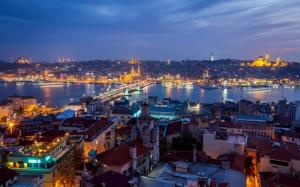 Turkey, Istanbul, city night, houses, lights wallpaper thumb