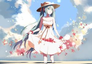 Hatsune Miku, Anime Girls, Long Hair, Blue Eyes, Hat, Dress, Anime wallpaper thumb