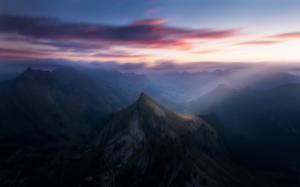 Switzerland, Landscape, Mountains, Valley, Sunrise, Alps, Mist wallpaper thumb