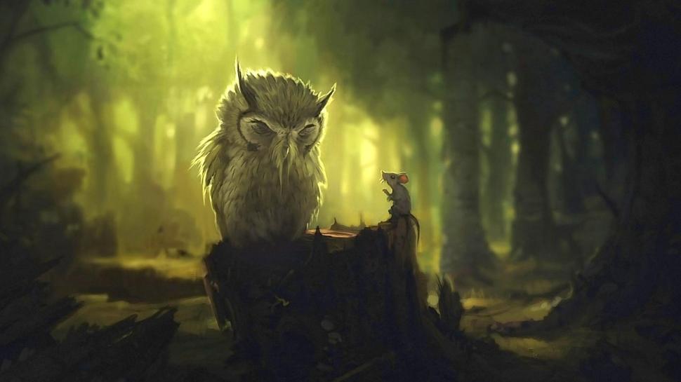 Owl In The Forest wallpaper,trees HD wallpaper,forest HD wallpaper,north HD wallpaper,pin tree HD wallpaper,mystic HD wallpaper,wood HD wallpaper,nature & landscapes HD wallpaper,1920x1080 wallpaper