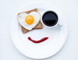 breakfast, scrambled eggs, coffee, heart, bread, ketchup wallpaper thumb