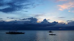 Cebu, Moalboal, Philippines, sunset, dusk, clouds, sea, boats wallpaper thumb