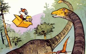 Calvin and Hobbes Dinosaurs Drawing HD wallpaper thumb