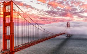 Golden Gate, San Francisco, USA, bridge, sea, heavy mist wallpaper thumb