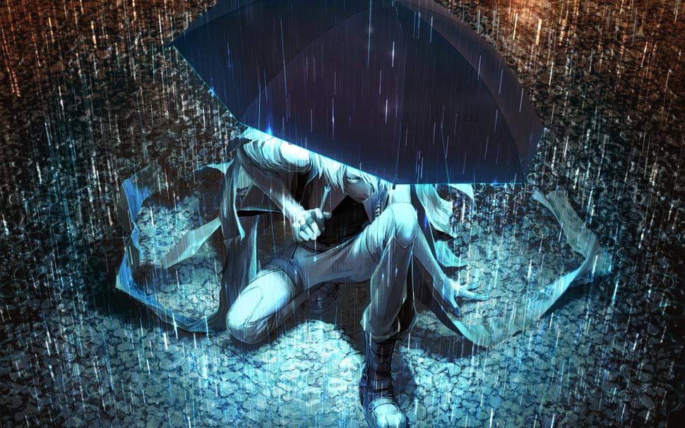Knight Under the Umbrella wallpaper,anime HD wallpaper,man HD wallpaper,male HD wallpaper,person HD wallpaper,night HD wallpaper,rain HD wallpaper,1920x1200 wallpaper