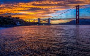 Golden Gate Bridge, San Francisco, California, USA, city, evening, strait wallpaper thumb