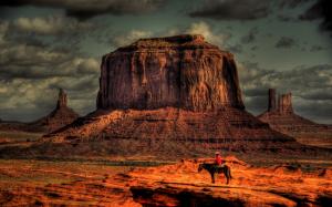 Cowboy Horse Desert Rock Stone HD wallpaper thumb