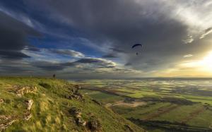 Parachute Parasailing Landscape Clouds HD wallpaper thumb