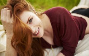 Freckled red hair girl smile wallpaper thumb