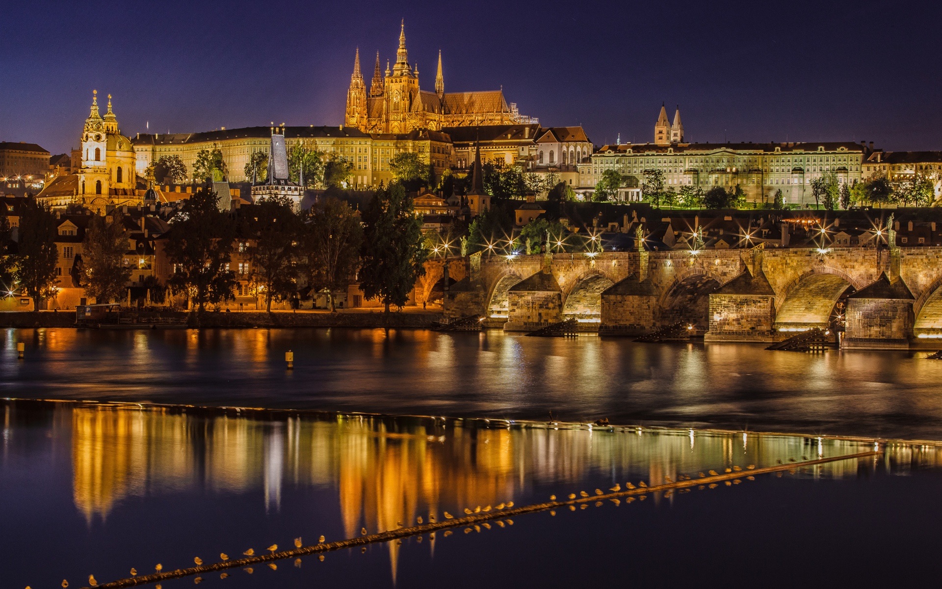 Prague Czech Republic Charles Bridge Vltava River Night Lights Wallpaper Travel And World Wallpaper Better