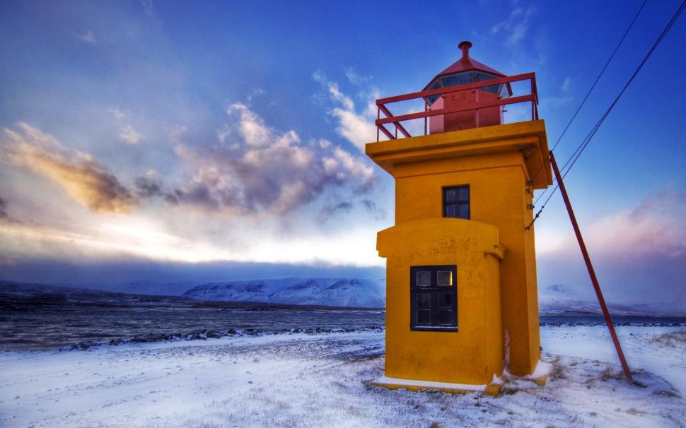 Lighthouse HDR Snow Winter Clouds HD wallpaper,nature HD wallpaper,clouds HD wallpaper,snow HD wallpaper,winter HD wallpaper,hdr HD wallpaper,lighthouse HD wallpaper,1920x1200 wallpaper