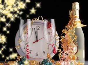 new year, christmas, champagne, glasses, confetti, clock, midnight, feast wallpaper thumb