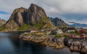 Norway, mountains, sea, town, bay, houses wallpaper thumb