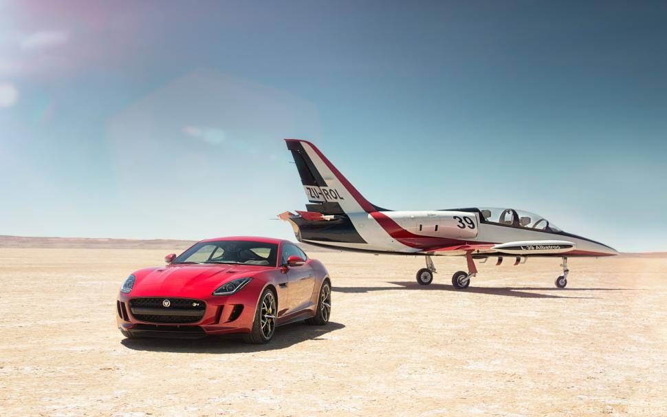 2016 Jaguar F Type R Coupe Awd With Plane wallpaper,plane HD wallpaper,with HD wallpaper,coupe HD wallpaper,type HD wallpaper,jaguar HD wallpaper,2016 HD wallpaper,2880x1800 wallpaper
