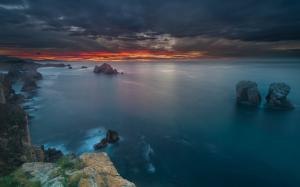 Nature, Landscape, Sunset, Sea, Clouds, Rock, Spain, Coast, Calm, Sky wallpaper thumb
