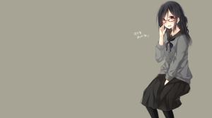 Yamasuta, Original Characters, School Uniform, Simple Background, Glasses, Black Hair, Anime, Anime Girls wallpaper thumb
