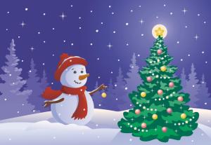 Holidays Christmas Vector Graphics Snowmen Christmas tree wallpaper thumb