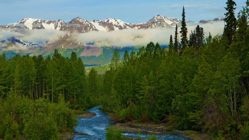 Scenic Alaska wallpaper,nature HD wallpaper,streams HD wallpaper,beauty HD wallpaper,mountains HD wallpaper,nature & landscapes HD wallpaper,1920x1080 wallpaper