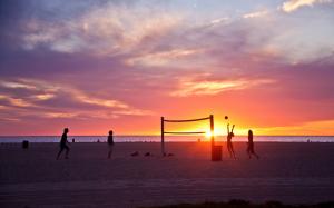Venice beach, Los Angeles, California, USA, sunset, volleyball, people wallpaper thumb