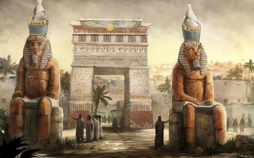 Egypt in his golden ages wallpaper,fantasy HD wallpaper,1920x1200 HD wallpaper,statue HD wallpaper,city HD wallpaper,egypt HD wallpaper,1920x1200 wallpaper