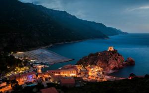 Nature, Landscape, Cityscape, Harbor, Evening, Lights, Architecture, Island, Corsica wallpaper thumb