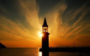 Lighthouse Horizon Sunset wallpaper thumb
