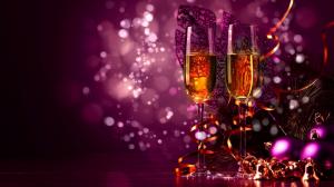Celebrate, Christmas, champagne, decorations, purple style wallpaper thumb