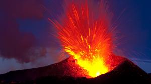 Volcano Lava Eruption Night HD wallpaper thumb