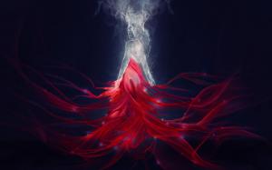 Fantasy Art, Woman, Smoke, Red Dress wallpaper thumb