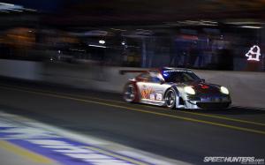 Porsche Race Car Motion Blur Night HD wallpaper thumb