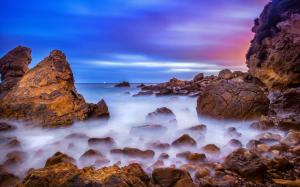 California, USA, beach, rocks, sunrise, ocean, dawn wallpaper thumb