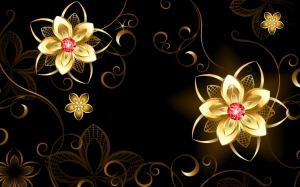 Gold flowers abstraction wallpaper thumb