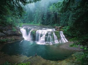 Waterfall Timelapse Trees Forest HD wallpaper thumb