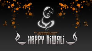 Happy Diwali Festival Picture of Ganesha with Black Desktop Background wallpaper thumb