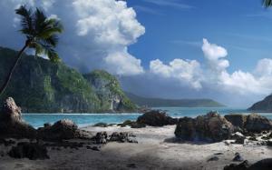 Tropical Beach Ocean Rock HD wallpaper thumb