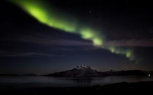 Aurora Borealis Northern Lights Night Mountain Lake Stars HD wallpaper thumb